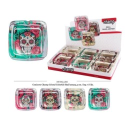 CENICERO CHAMP CRISTAL COLORFUL SKULL 6 UDS