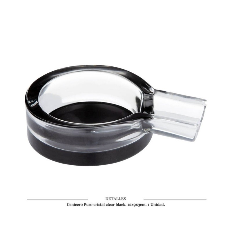 CENICERO PURO CRISTAL CLEAR BLACK 12X9X3 CM 1 UD