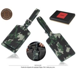 FUNDA ETIQ. EQUIPAJE ZIPPO PIEL CAMUFLAJE VERDE
