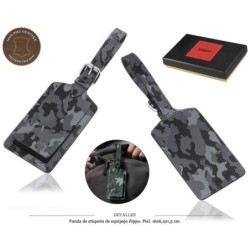 FUNDA ETIQ. EQUIPAJE ZIPPO PIEL CAMUFLAJE GRIS