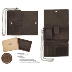 CARTERA ZIPPO PIEL BIKERS CON CADENA ZIPPO