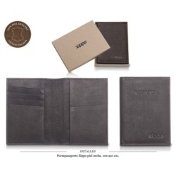 PORTAPASAPORTE ZIPPO PIEL MOKA