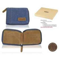 CARTERA ZIPPO PIEL ZIPPER DENIM