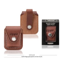FUNDA ZIPPO CUERO MARRON LAZO PIEL