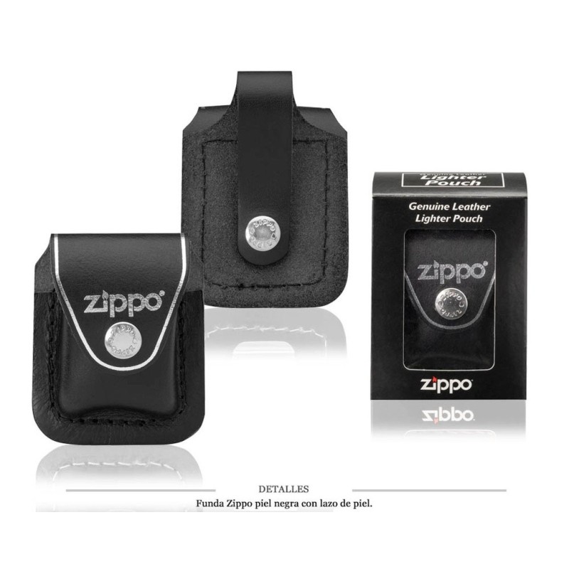 FUNDA ZIPPO CUERO NEGRO LAZO PIEL