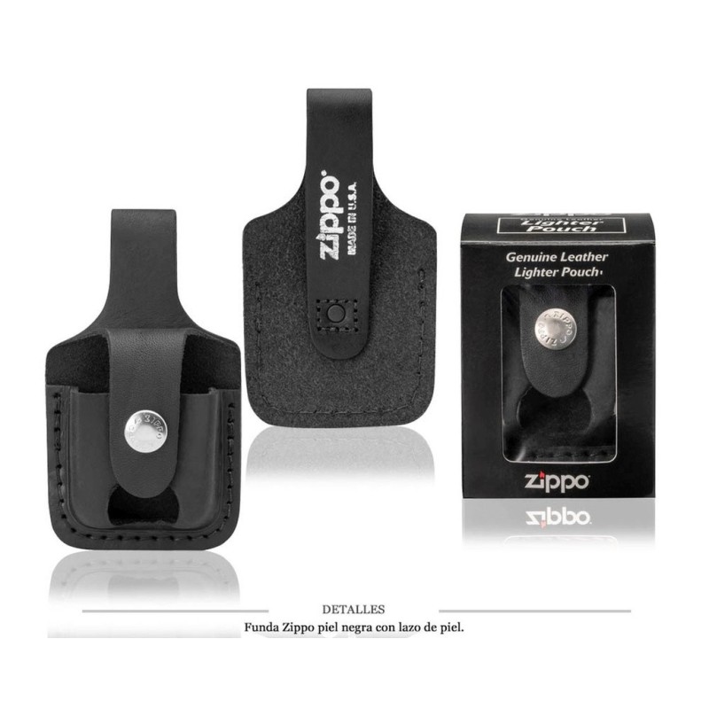 FUNDA ZIPPO CUERO NEGRO TRABILLA