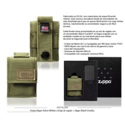 FUNDA ZIPPO NYLON MILITAR VERDE C/CAJA REGALO