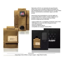 FUNDA ZIPPO NYLON MILITAR COYOTE C/CAJA REGALO