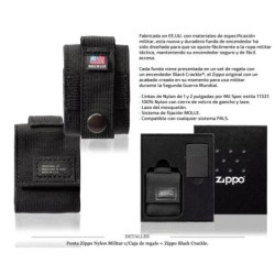 FUNDA ZIPPO NYLON MILITAR BLACK C/CAJA REGALO