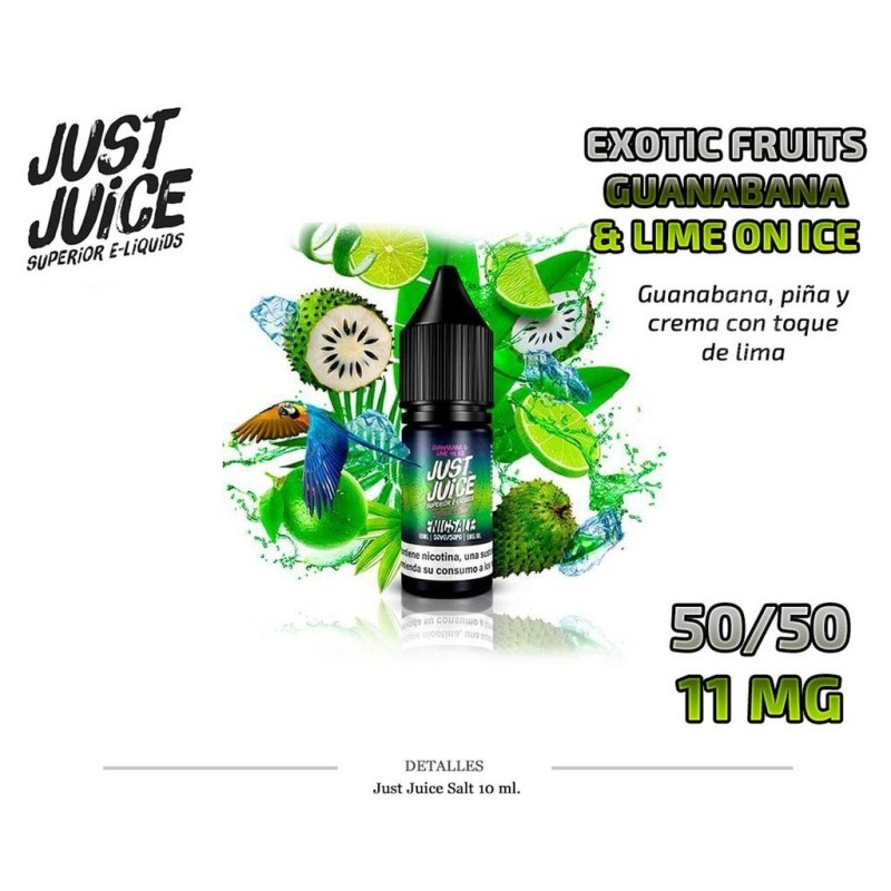 E-LIQUID JUST JUICE SALT GUANAB.&LIME ICE 11MG 10ML