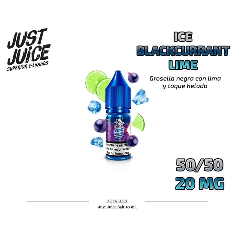 E-LIQUID JUST JUICE SALT BLACKCURRANT LIME ICE 20MG 10ML