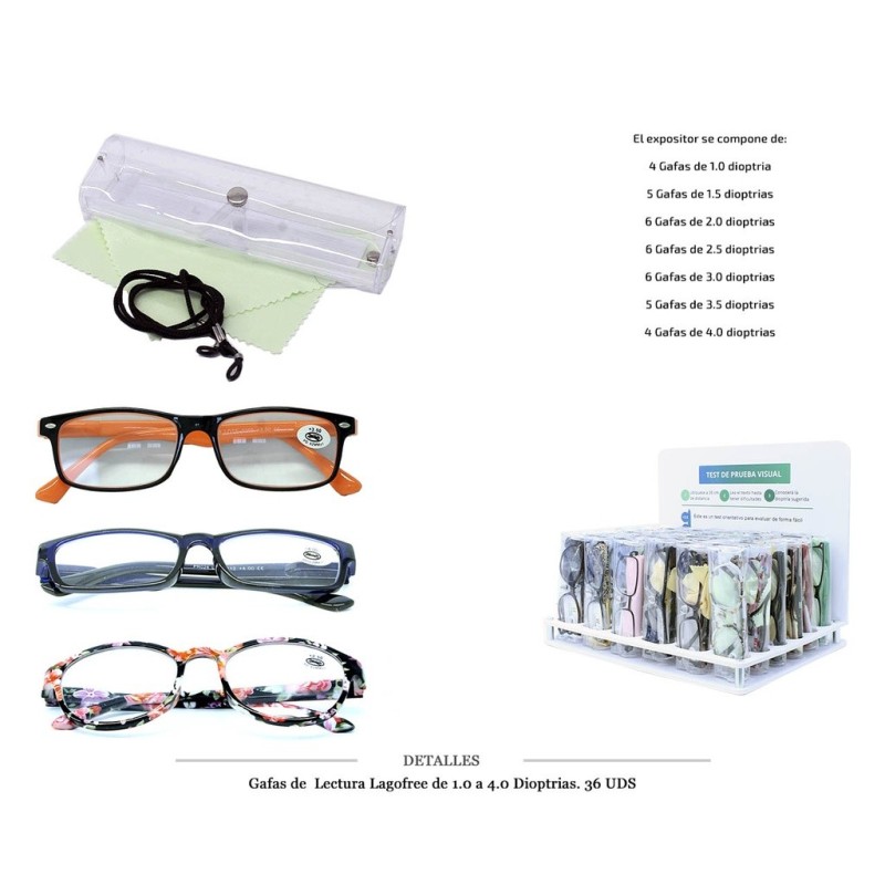 GAFAS LECTURA LAGOFREE 1.0 A 4.0 D. 36 UDS