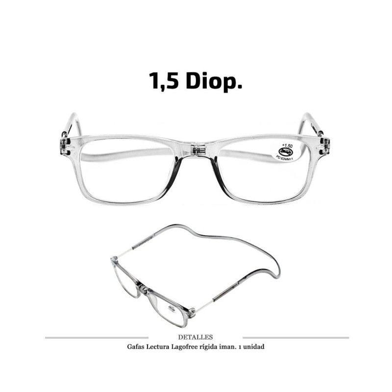 GAFAS LECTURA LAGOFREE RIGIDA GRIS 1.5 D. 1 UD