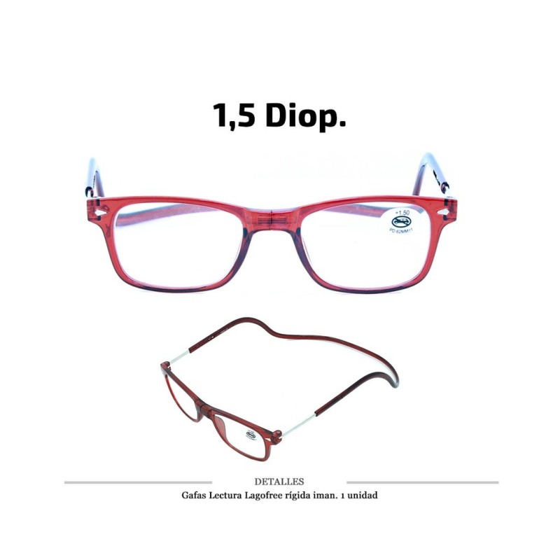 GAFAS LECTURA LAGOFREE RIGIDA ROJA 1.5 D. 1 UD