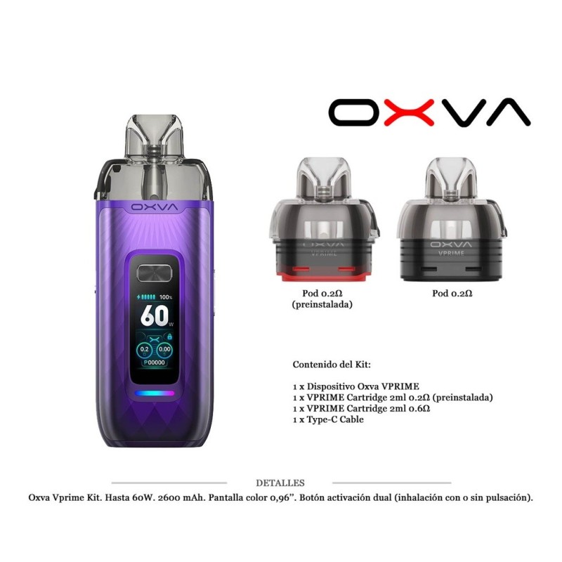 OXVA VPRIME KIT AURORAL PURPLE 2600 MAH