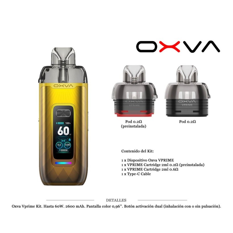 OXVA VPRIME KIT GLORIOUS GOLD 2600 MAH