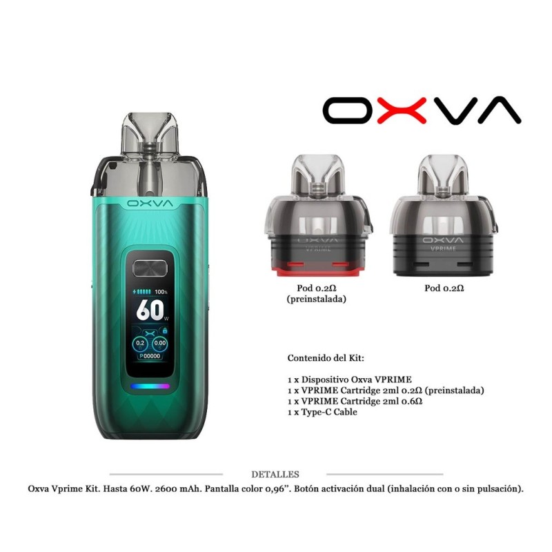 OXVA VPRIME KIT NATURAL GREEN 2600 MAH