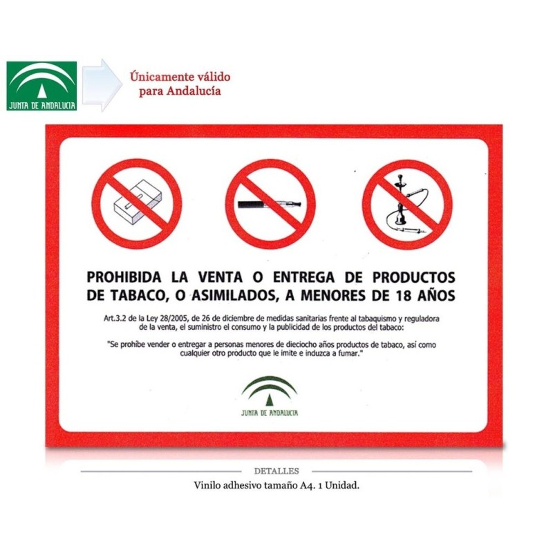 VINILO ADHESIVO AVISO MENORES A4