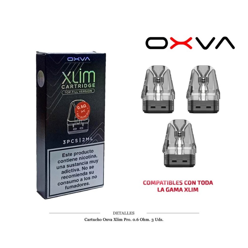 CARTUCHO OXVA XLIM PRO 0,6 OHM 3 UDS