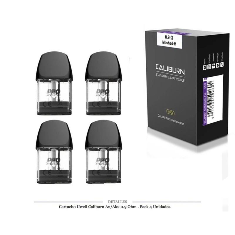 CARTUCHO UWELL CALIBURN A2/AK2 0,9HM 4 UDS