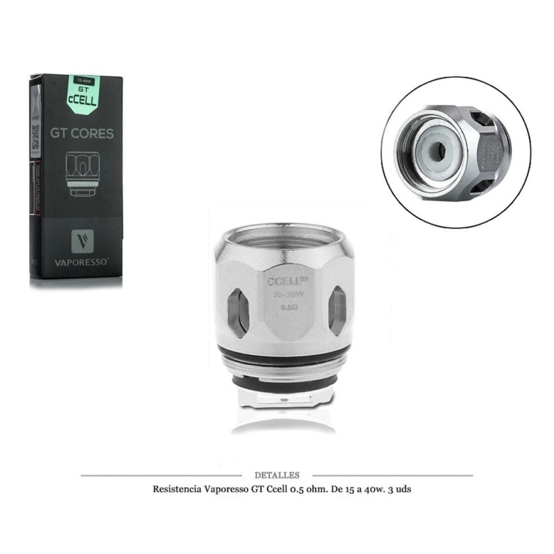 MECHA VAPORESSO GT CCELL 0,5 OHM 3 UDS