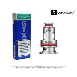MECHA VAPORESSO GTX 0,8 OHM TRIPLE SILICON 5 UDS