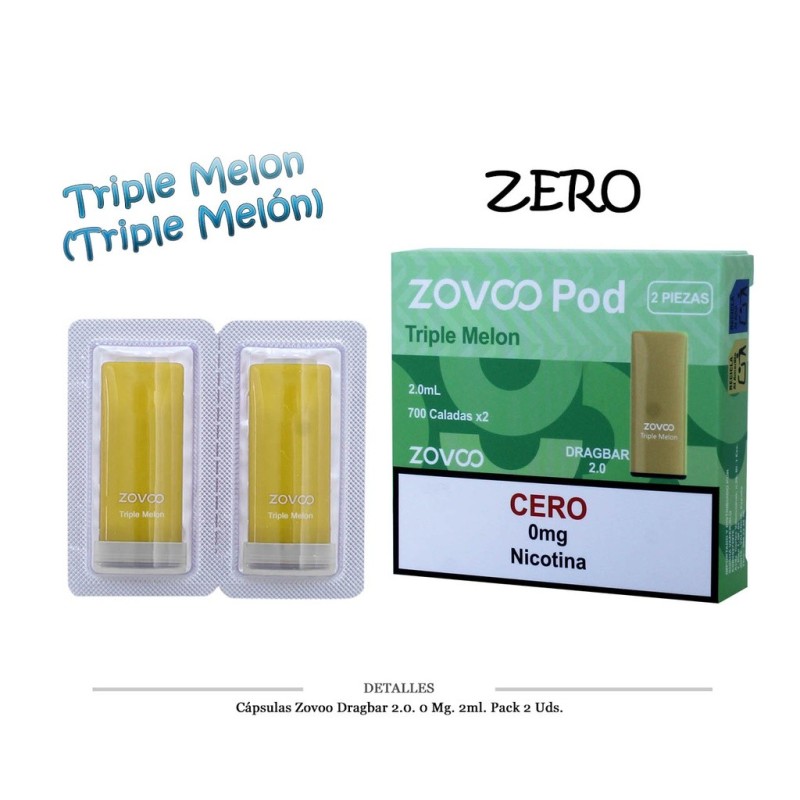 CAPSULAS ZOVOO DRAGBAR 2.0 TRIPLE MELON 2 UD 0MG 4ML