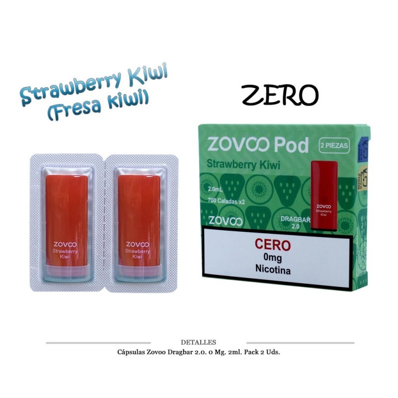CAPSULAS ZOVOO DRAGBAR 2.0 STRAWBERRY KIWI 2 UD 0MG 4ML