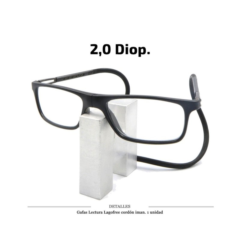 GAFAS LECTURA LAGOFREE CORDON-IMAN NEGRA 2.0 D. 1 UD