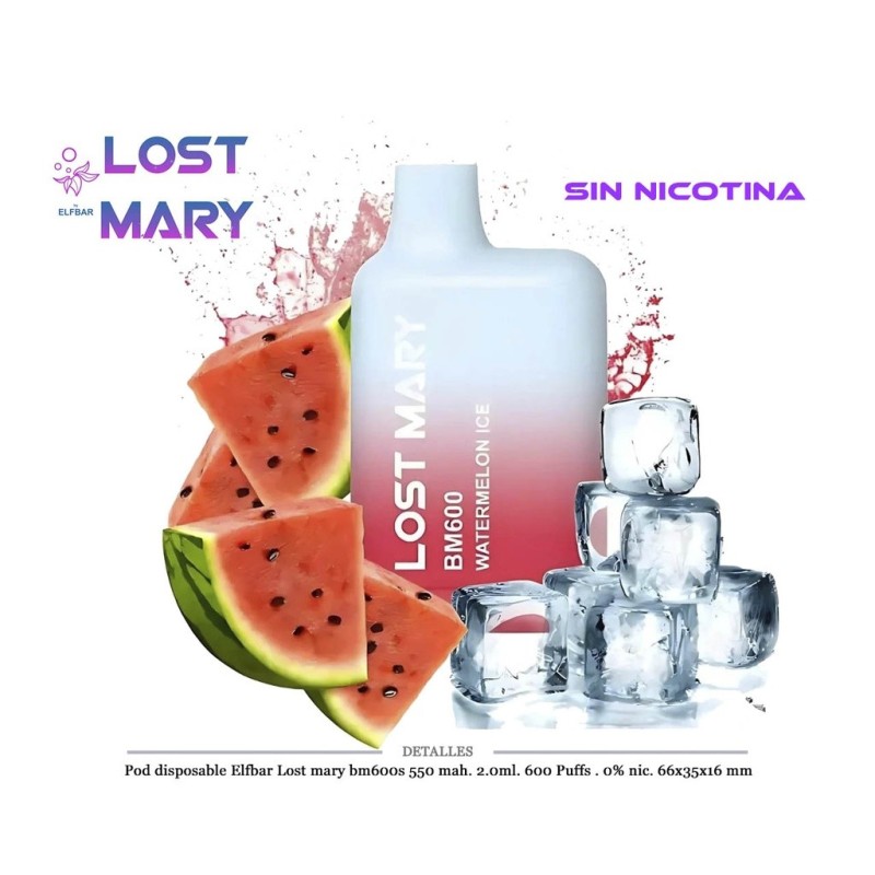 POD DES. LOST MARY BM600 WATERMELON ICE 0MG 2ML