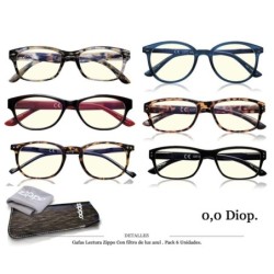 GAFAS LECT ZIPPO FILTRO PROT 0.0 DIOP PACK 6 UDS