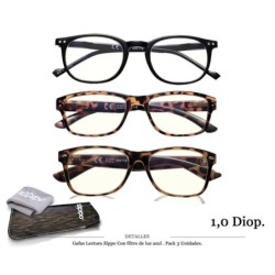 GAFAS LECT ZIPPO FILTRO PROT 1.0 DIOP PACK 3 UDS