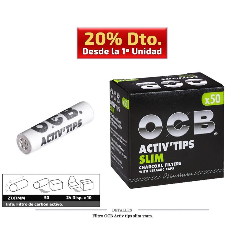 FILTRO OCB ACTIV TIP SLIM 7MM 50 UDS