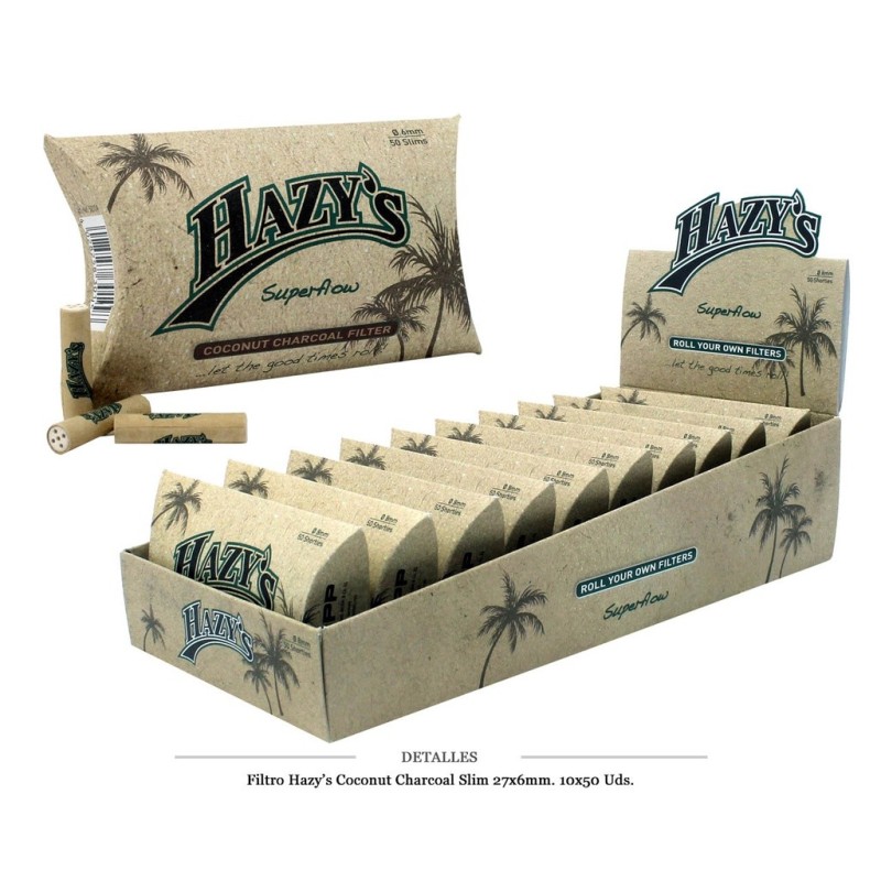 FILTRO HAZY'S COCONUT CHARCOAL 6MM F50 10 UDS