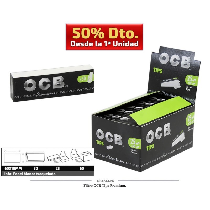 FILTRO OCB TIPS BLOCS TROQUELADO 25x50 UDS