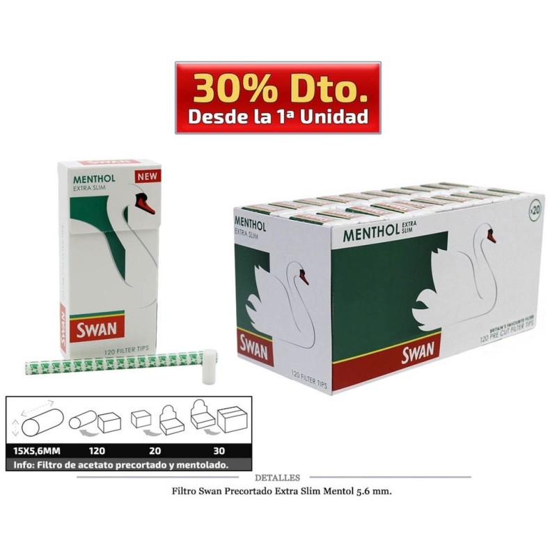 FILTRO SWAN EXTRA SLIM PREC MENTOL 5,6MM 20X120 UDS
