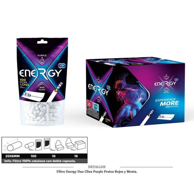 FILTRO ENERGY DUO CLIXX PURPLE ICE 6MM LONG 10X100 UDS