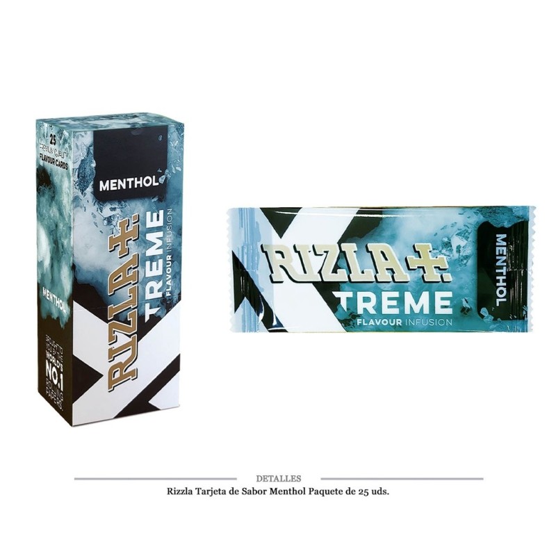 RIZLA TARJETA SABOR MENTHOL PAQUETE DE 25 UDS.