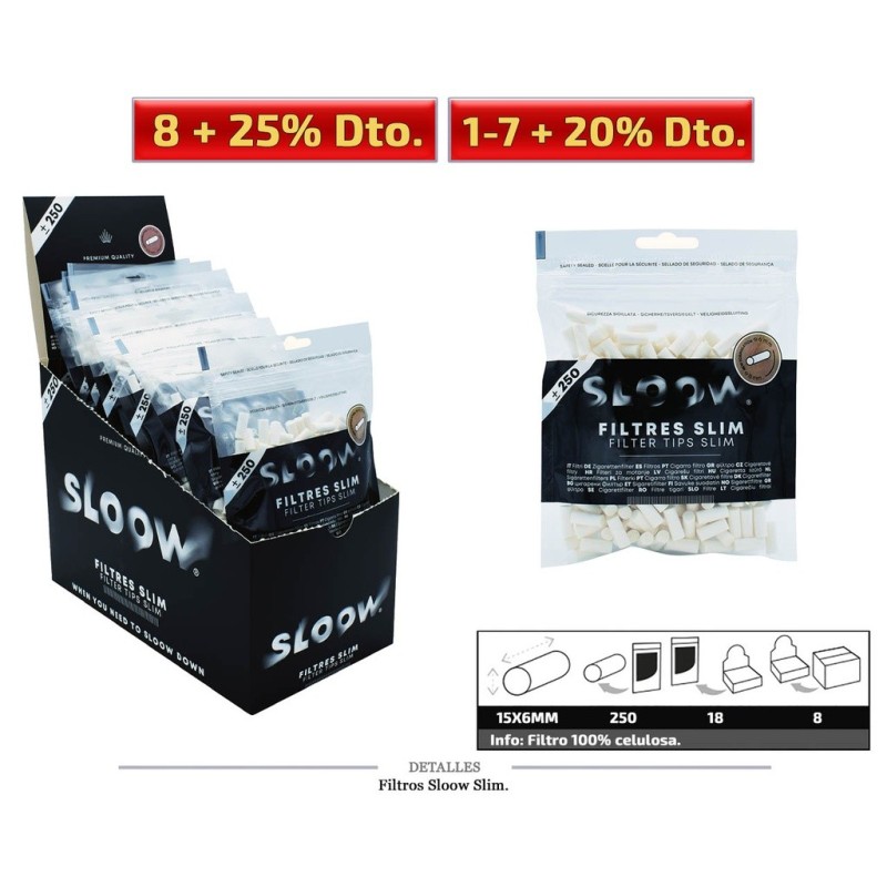 FILTRO SLOOW SLIM PAPER 6MM 18X250 UDS