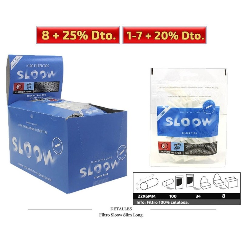 FILTRO SLOOW SLIM LONG 6MM 34X100 UDS