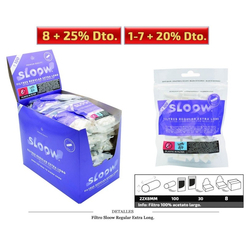 FILTRO SLOOW REGULAR LONG 8MM 30X100 UDS
