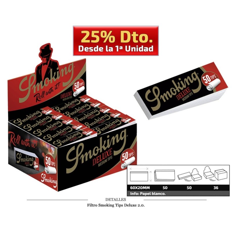 FILTRO SMOKING TIPS DELUXE 2.0 50X50 UDS